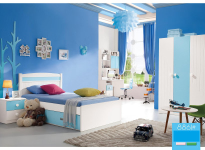 Children Complete Set Youth Room Bed Chest of drawers Wardrobe Table Office 4 pcs. Furniture